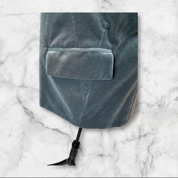 Lafayette 148 New York Gray-Green velvet one button blazer 12p - Picture 5 of 8